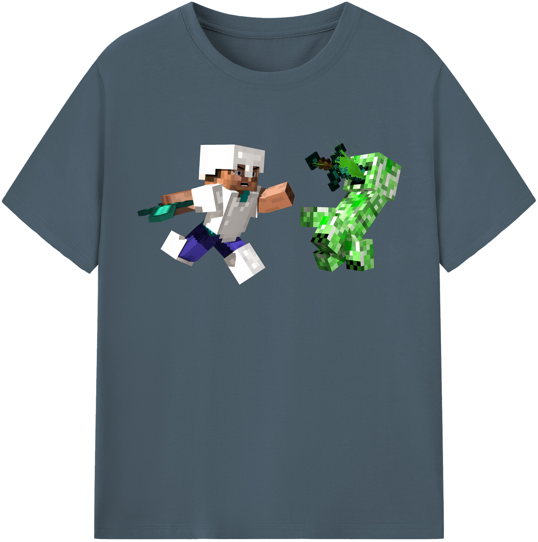 （画像用） マインクラフト ブロックの世界 Minecraft MC Block world 綿100％半袖Tシャツ（フロントプリント）